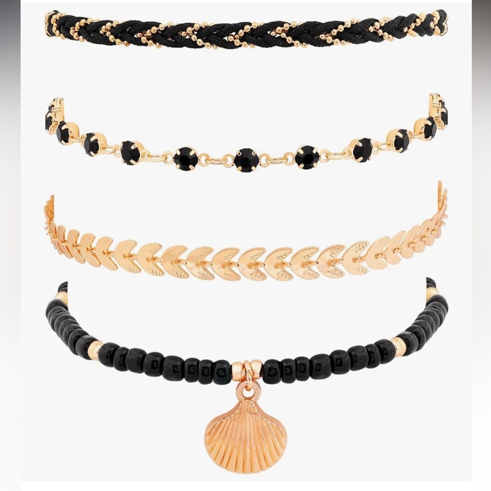 Anklet Set with Seashell Charm, Summer Jewelry